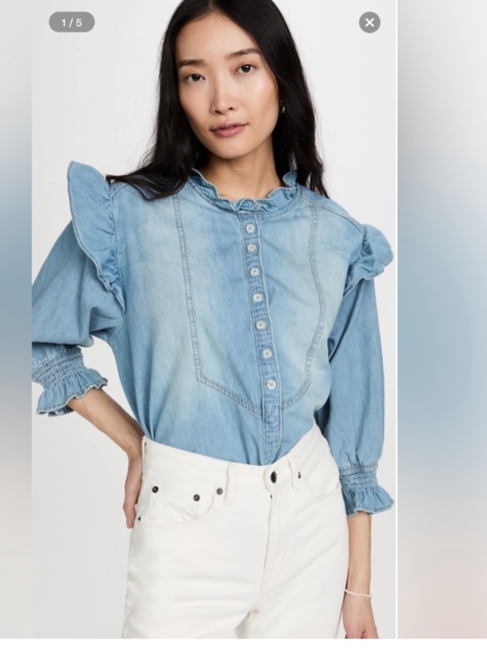 We the Free Louise Denim Top Size XS    *Flaw*